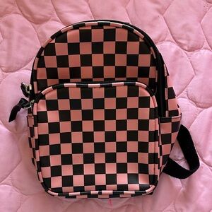 Checkered Pink and Black Backpack
